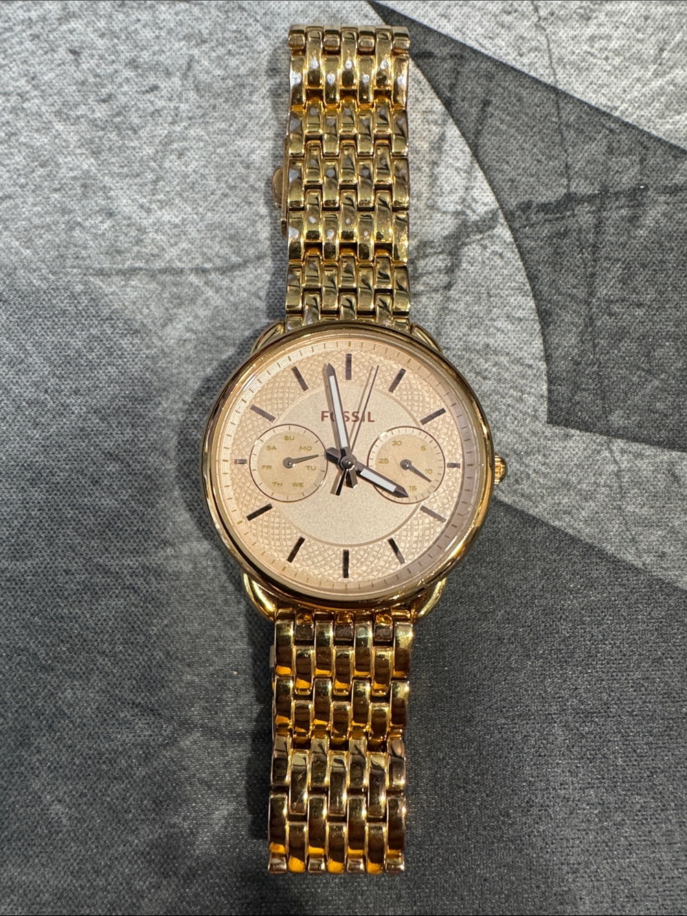 Fossil Tailor ES7313 Gold Tone Women's Link Bracelet Watch